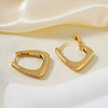 Retro Shiny Brass Clear Cubic Zirconia Trapezoid Hoop Earrings LY2718-1-3