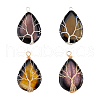 SUPERFINDINGS 4Pcs 4 Colors Natural Crackle Agate Pendants FIND-FH0006-56-1