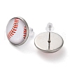 Sport Balls Glass & 304 Stainless Steel Stud Earrings for Women EJEW-H005-01P-05-2