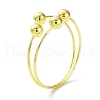 Rack Plating Brass Round Ball Beded Cuff Bangle for Women BJEW-F465-01G-2