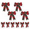 CHGCRAFT 10Pcs 2 Style Christmas Theme Tartan Pattern Polyester Bowknot AJEW-CA0002-64-1