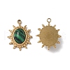 PVD Vacuum Plating 201 Stainless Steel Synthetic Malachite Pendants STAS-C064-VC0900-3