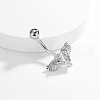 Fashionable Stainless Steel Clear Cubic Zirconia Wing Heart Curved Barbell Belly Button Rings DH4115-2