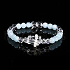 Natural Aquamarine Round Beads Stretch Bracelets WGE6CC2-09-1