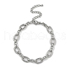 Anti-Tarnish 304 Stainless Steel Oval Link Chain Anklets AJEW-A057-05P-1
