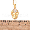 304 Stainless Steel Crystal Rhinestone Skull Pendant Necklaces NJEW-Z057-03A-G-5
