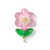 Luminous Transparent Resin Flower Pendants PALLOY-JF03759-02-3