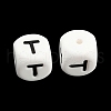 20Pcs White Cube Letter Silicone Beads 12x12x12mm Square Dice Alphabet Beads with 2mm Hole Spacer Loose Letter Beads for Bracelet Necklace Jewelry Making JX432T-2