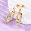 Brass Clear Cubic Zirconia Dangle Stud Earrings EJEW-Q042-01B-G-3