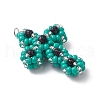 Glass Seed Beaded Cross Pendants PALLOY-MZ00642-05-3
