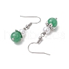 Natural Green Aventurine Round Dangle Earrings EJEW-JE06413-02-4