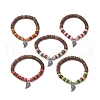 Dyed Synthetic Imperial Jasper & Natural Coconot Beads Stretch Bracelets for Women BJEW-JB11358-2