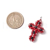 Glass Seed Beaded Cross Pendants PALLOY-MZ00642-02-2