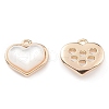 Natural Freshwater Shell Heart Charms with Brass Findings BSHE-E038-10KCG-2