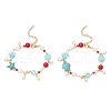 Dyed Synthetic Turquoise Beads Charm Bracelets BJEW-JB11852-2
