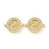 Rack Plating Brass Micro Pave Clear Cubic Zirconia Connector Charms KK-C008-05G-2