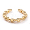 Brass Clear Cubic Zirconia Cuff Rings RJEW-B034-07G-1