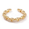 Brass Clear Cubic Zirconia Cuff Rings RJEW-B034-07G-1