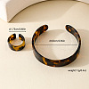 Leopard Print Acrylic Cuff Bangle & Finger Rings Sets for Women FS-WG722C5-01-4