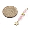 3Pcs 3 Styles Natural Rose Quartz Faceted Round Beaded Pendants PALLOY-JF03604-03-3