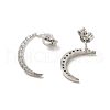 Moon Rack Plating Brass Micro Pave Cubic Zirconia Stud Earrings for Women EJEW-O001-08P-2