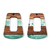 Transparent Resin & Walnut Wood Pendants RESI-ZX017-57-3