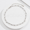 925 Sterling Silver Cable Chain Anklet AJEW-Z029-20P-2