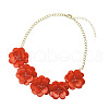 Flower Natural Shell Bib Necklaces for Women FS-WGF0490-02-2