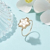 Natural Shell Star Braided Bead Style Ring RJEW-JR00613-2