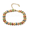 Butterfly Brass Enamel Links Bracelets for Women BJEW-B125-01G-4
