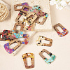 16Pcs 8 Colors Transparent Resin & Walnut Wood Pendants RESI-TA0001-97-5