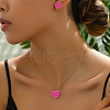 Heart Alloy Enamel Pendant Necklaces & Stud Earrings Sets FS-WGC1033-02-2