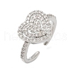 Brass Micro Pave Cubic Zirconia Cuff Rings for Women RJEW-F182-05P-4