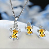 Tortoise Alloy Rhinestone & Glass Pendant Necklaces & Stud Earrings Sets FS-WG4B54D-02-1
