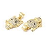 Brass Micro Pave Clear & Blue Cubic Zirconia Pendants ZIRC-L103-007G-2