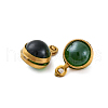 304 Stainless Steel Wrapped Dyed Natural Quartz Round Charms STAS-H235-01G-02-2