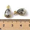 Brass Pave Cubic Zirconia Charms with Glass Crystal KK-Q039-03G-3