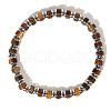 Natural Tiger Eye Column Beads Stretch Bracelets for Men Women GU9335-1-1