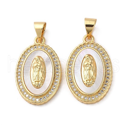 Brass Micro Pave Cubic Zirconia Pendants KK-D057-04G-1