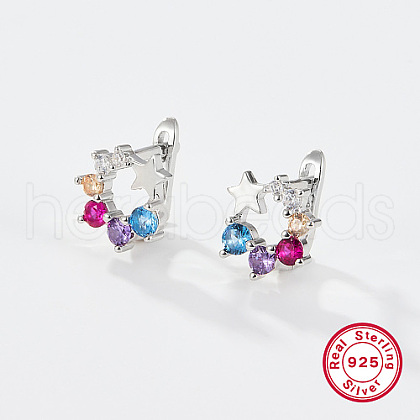 Flower/Star/Footprint/Unicorn 925 Sterling Silver Hoop Earrings CM1193-3-1