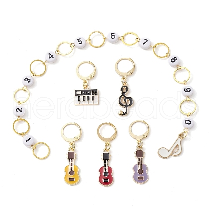 Musical Theme Alloy Enamel Acrylic Pendant Decorations HJEW-JM01847-1
