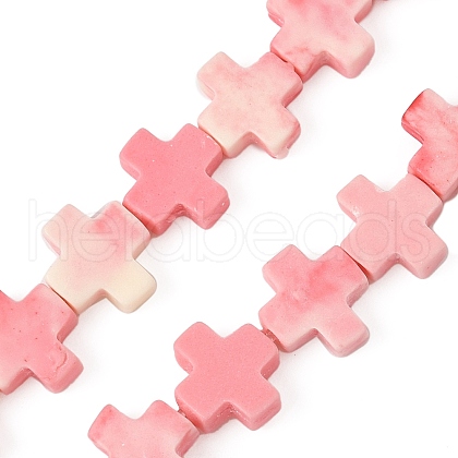 Synthetic Coral Dyed Beads Strands SHEL-F009-01-1