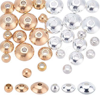 DICOSMETIC 36Pcs 3 Style Ion Plating(IP) 202 Stainless Steel Beads STAS-DC0004-12-1
