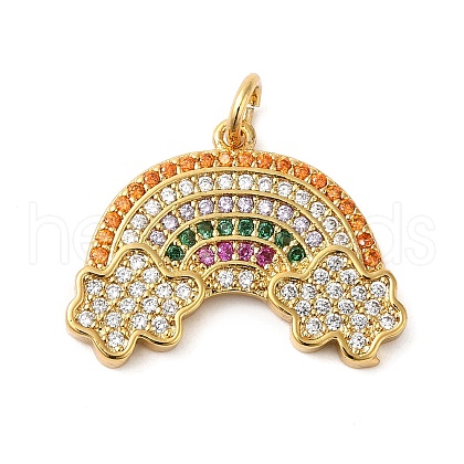 Rack Plating Brass Micro Pave Cubic Zirconia Pendants KK-K377-84G-1