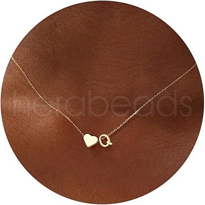 Simple Style Adjustable 316L Surgical Stainless Steel Heart and Initial Pendant Necklaces for Women WG95AEF-17-1