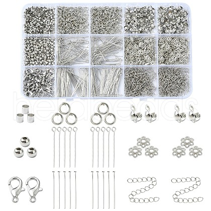 DIY Iron Eye Pin & Flat Head Pins & Bead Caps & Bead Tips Jewelry Making Findings Kits DIY-YW0010-20B-1