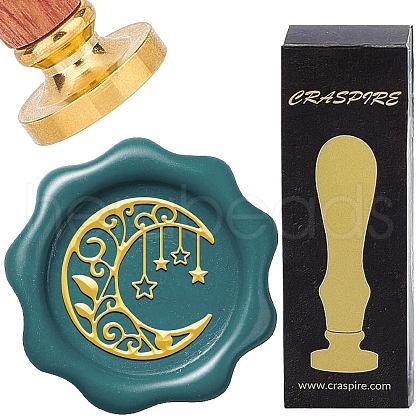 Brass Wax Seal Stamp with Wood Handle AJEW-WH0412-0331-1