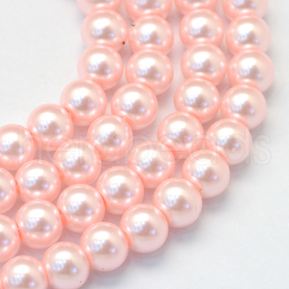 Baking Painted Pearlized Glass Pearl Round Bead Strands X-HY-Q330-8mm-70-1