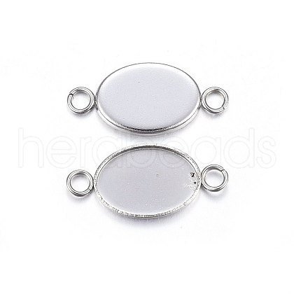 Tarnish Resistant 304 Stainless Steel Cabochon Connector Settings X-STAS-P210-12P-1