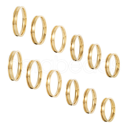  12Pcs 6 Size 201 Stainless Steel Grooved Finger Ring Settings RJEW-TA0001-06G-1